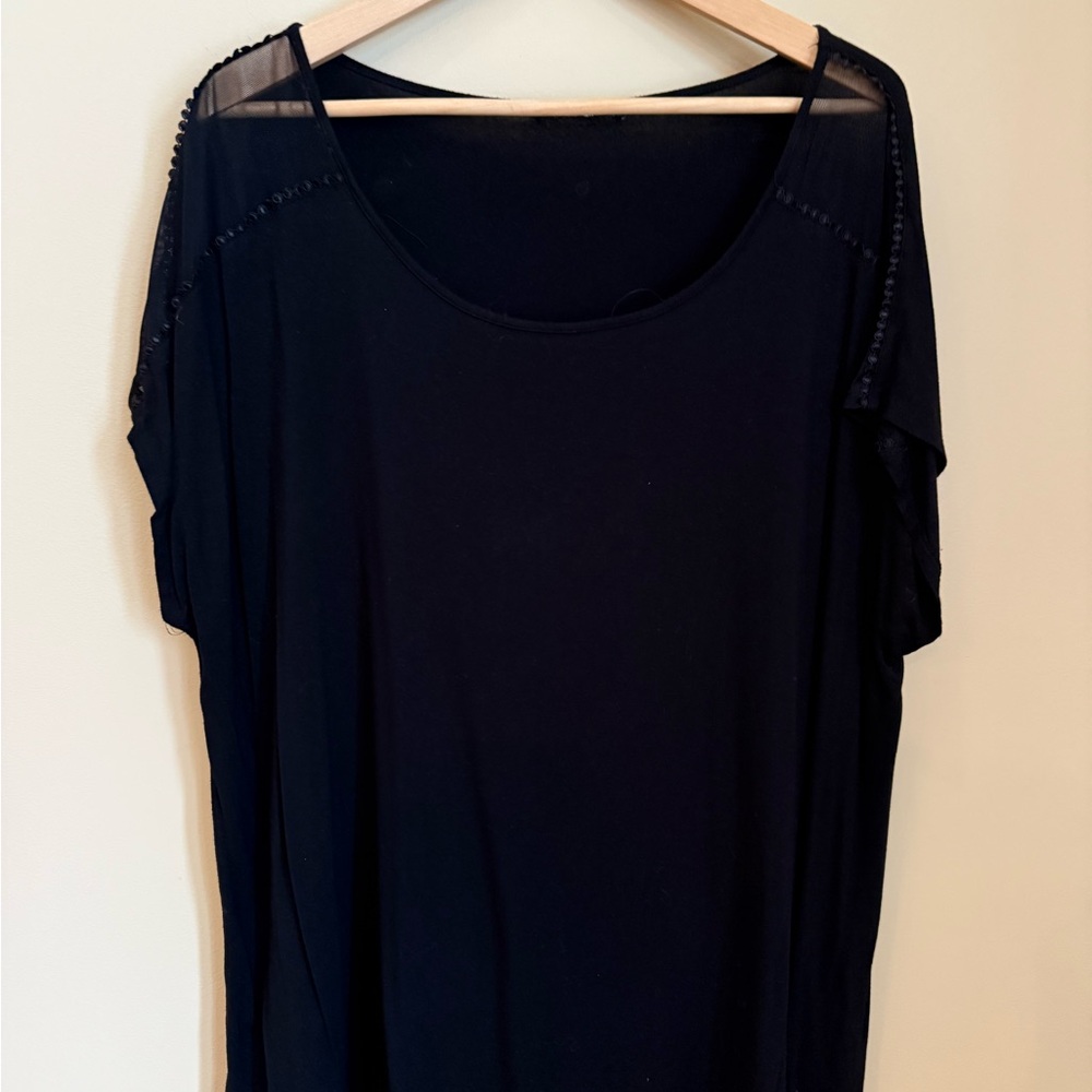 Cable & Gauge Black Relaxed Fit Short Sleeve Top